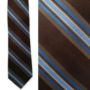 Michael Kors 100% Silk Brown and Blue Striped Tie